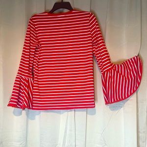 Regenbogen Small Red & White Striped Top